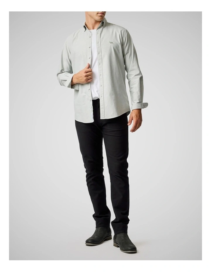 Oxford Long Sleeve Sports Fit Shirt in Thyme image 2