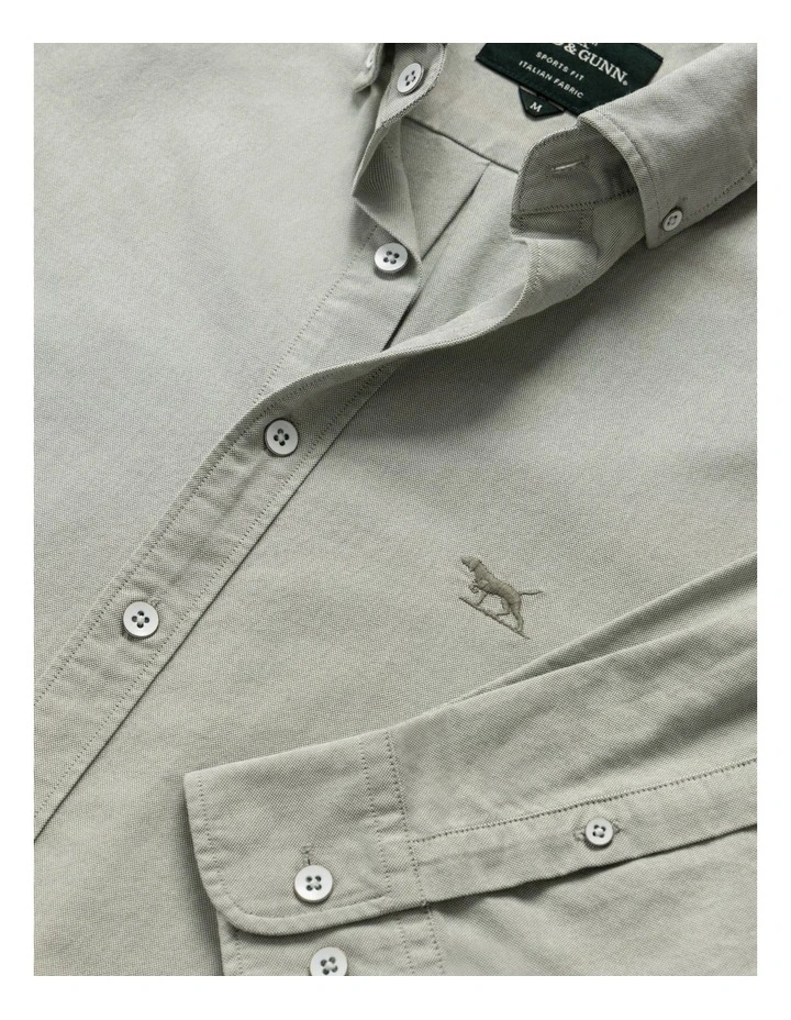 Gunn Long Sleeve Oxford Sports Fit Shirt in Thyme image 5