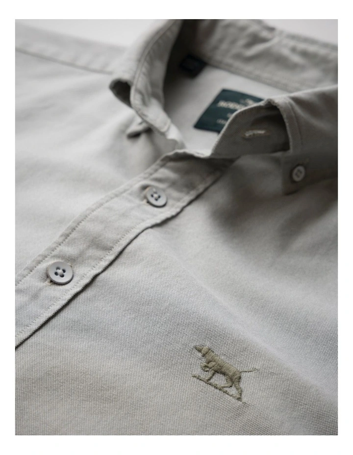 Oxford Long Sleeve Sports Fit Shirt in Thyme image 5