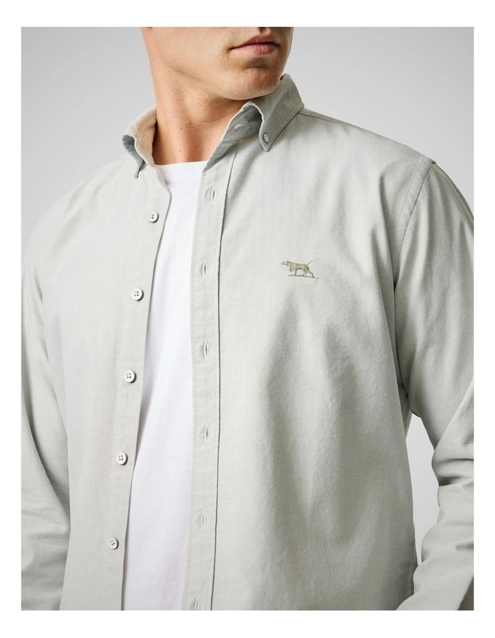 Oxford Long Sleeve Sports Fit Shirt in Thyme image 6