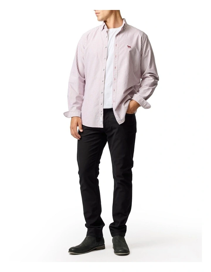 Gunn Oxford Stripe 4 Long Sleeve Sports Fit Shirt in Poppy image 2