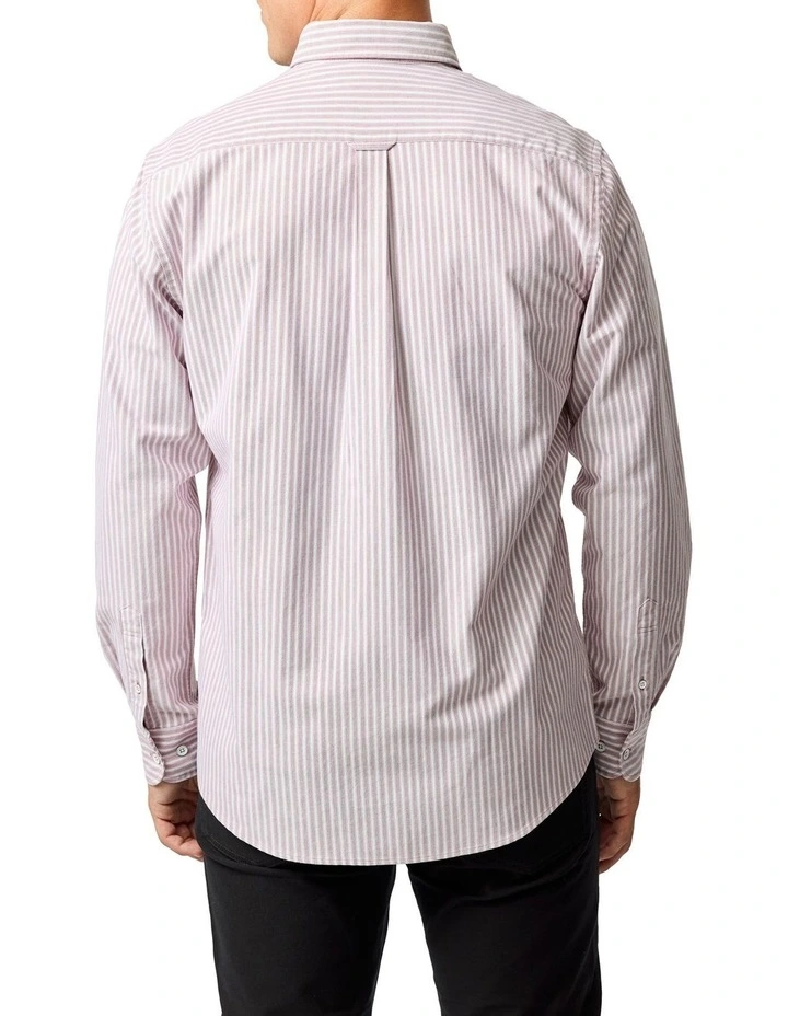 Gunn Oxford Stripe 4 Long Sleeve Sports Fit Shirt in Poppy image 3