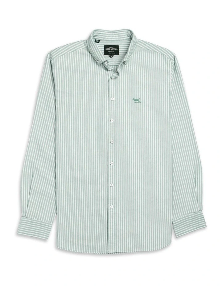 Gunn Oxford Stripe 4 Long Sleeve Sports Fit Shirt in Lawn image 4