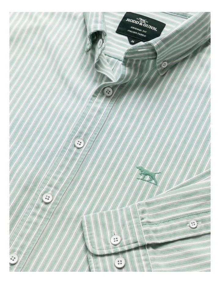 Gunn Oxford Stripe 4 Long Sleeve Sports Fit Shirt in Lawn image 5