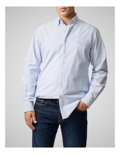 Gunn Oxford Stripe 4 Long Sleeve Sports Fit Shirt in Chambray
