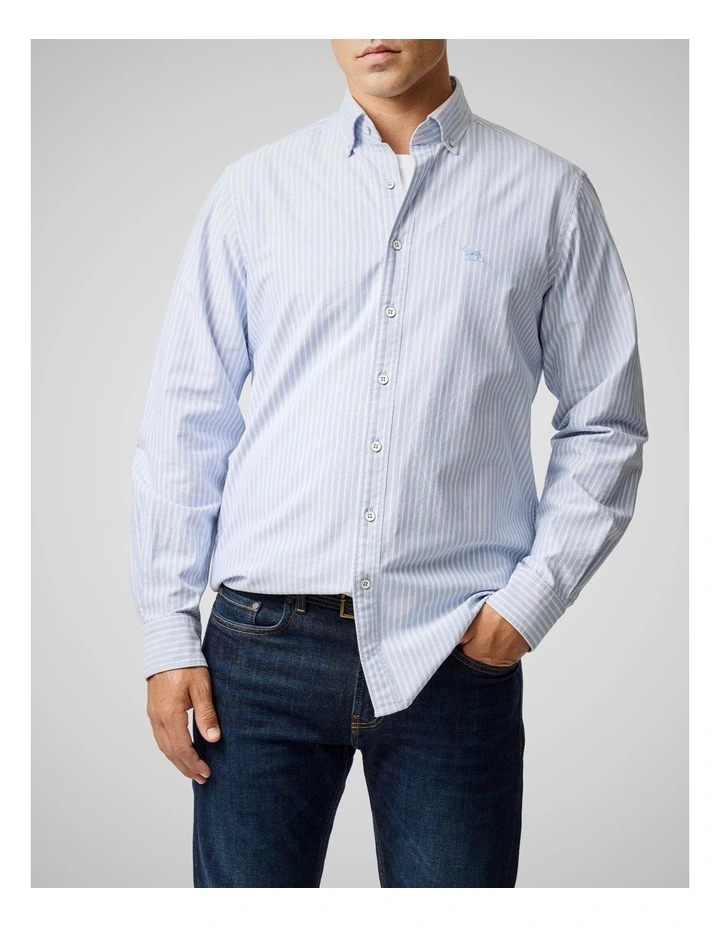 Gunn Oxford Stripe 4 Long Sleeve Sports Fit Shirt in Chambray image 1