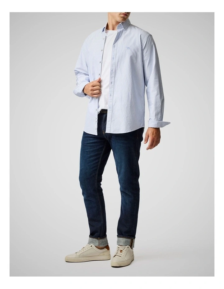 Gunn Oxford Stripe 4 Long Sleeve Sports Fit Shirt in Chambray image 2
