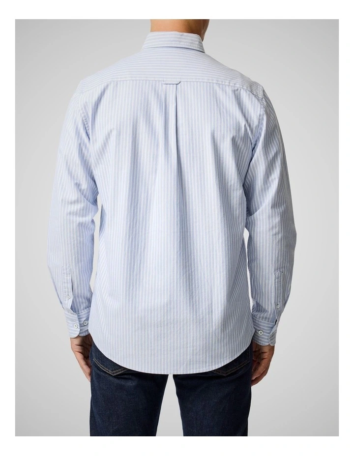 Gunn Oxford Stripe 4 Long Sleeve Sports Fit Shirt in Chambray image 3