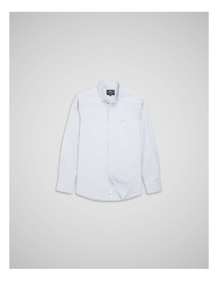 Gunn Oxford Stripe 4 Long Sleeve Sports Fit Shirt in Chambray image 4