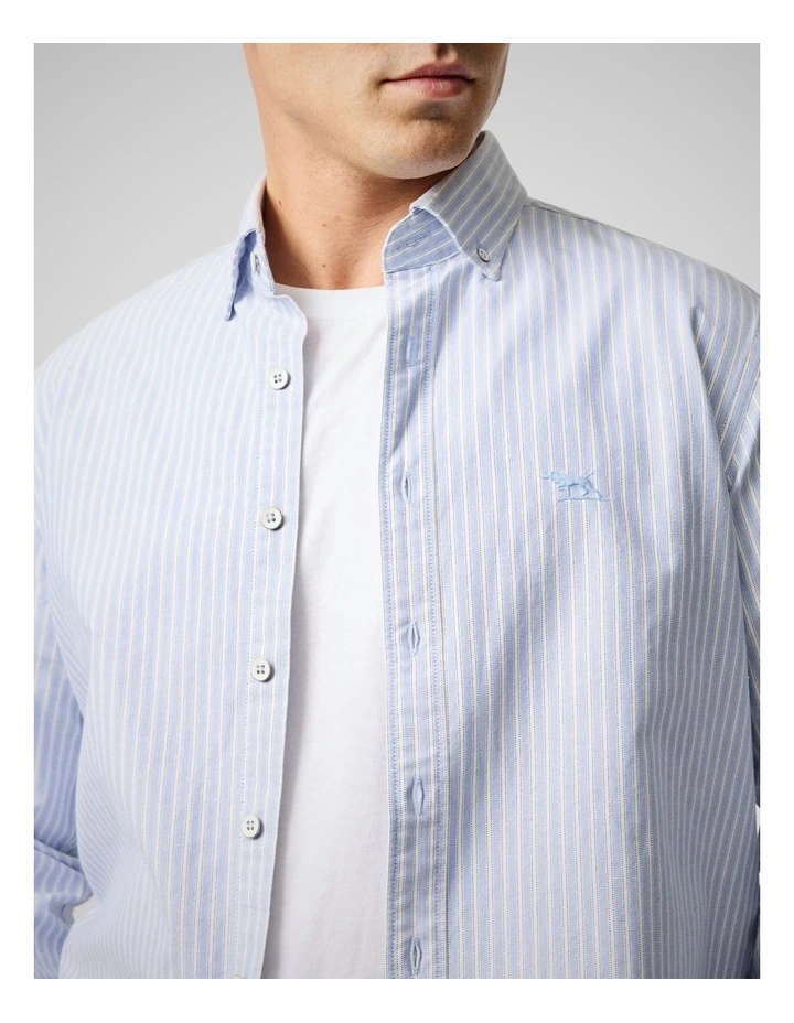 Gunn Oxford Stripe 4 Long Sleeve Sports Fit Shirt in Chambray image 6