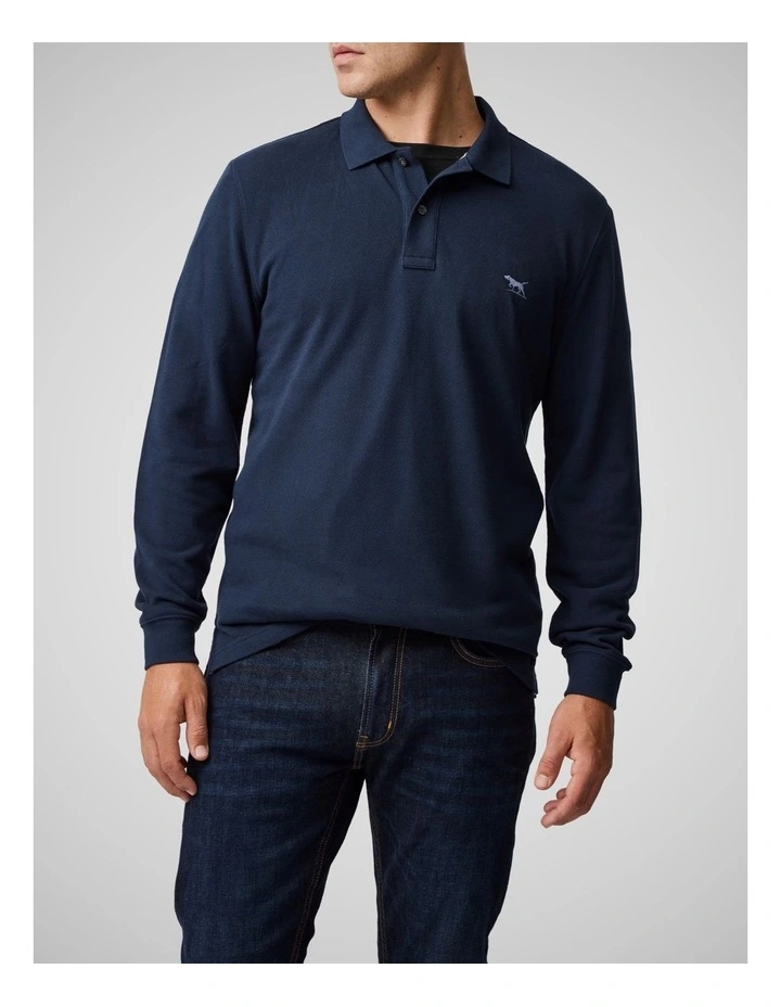 Long Sleeve Sports Fit Gunn Polo in Eclipse image 1