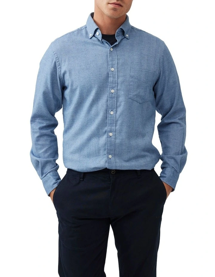 Barrhill Long Sleeve Sports Fit Shirt in Chambray image 1