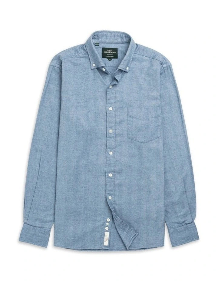 Barrhill Long Sleeve Sports Fit Shirt in Chambray image 4