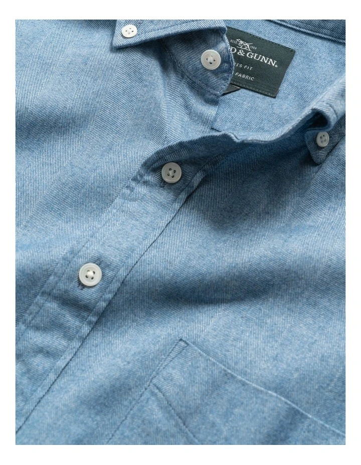 Barrhill Long Sleeve Sports Fit Shirt in Chambray image 5