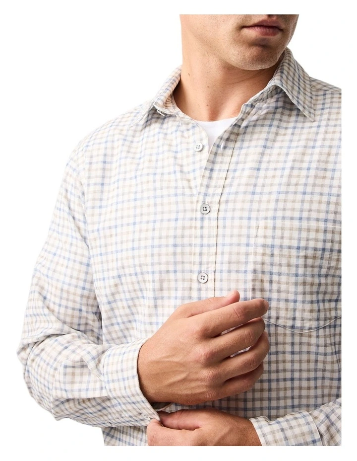 Fox Street Long Sleeve Sports Fit Shirt in River image 6