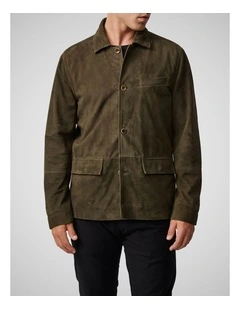Somerset Leather Jacket in Olive