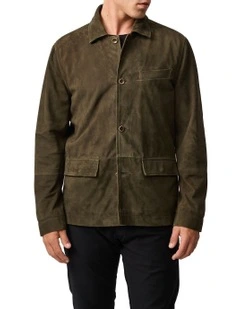 Somerset Leather Jacket in Olive