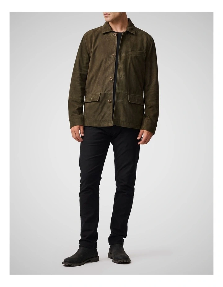 Somerset Leather Jacket in Olive image 2