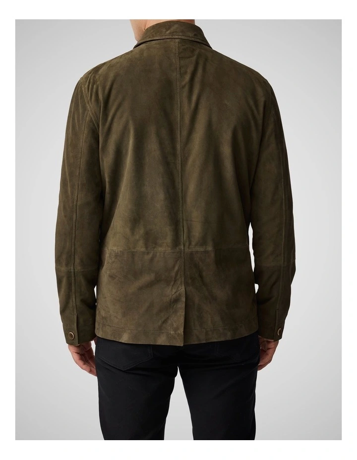 Somerset Leather Jacket in Olive image 3