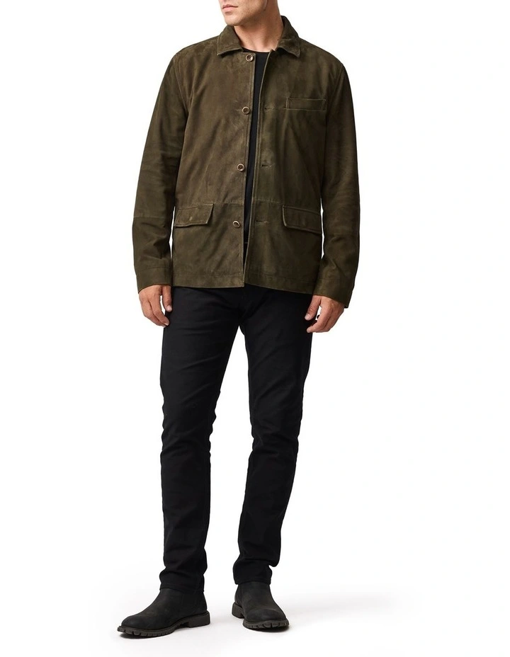 Somerset Leather Jacket in Olive image 3