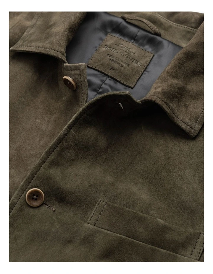 Somerset Leather Jacket in Olive image 5