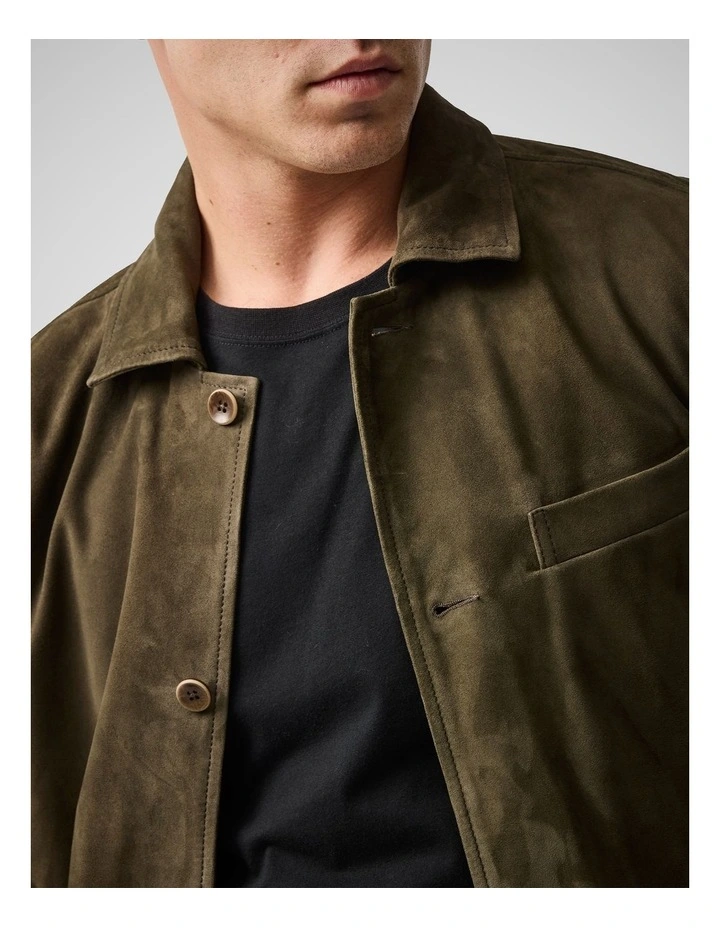 Somerset Leather Jacket in Olive image 6