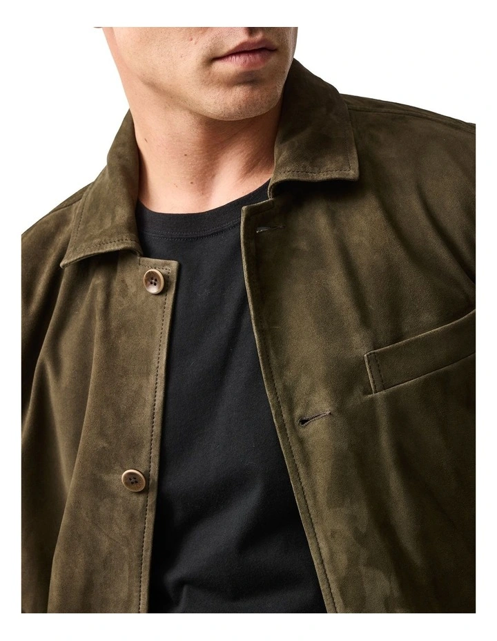 Somerset Leather Jacket in Olive image 6