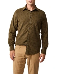 Harrington Long Sleeve Sports Fit Shirt in Moss