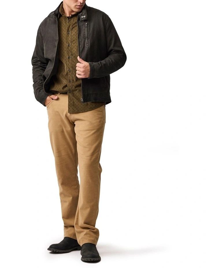 Harrington Long Sleeve Sports Fit Shirt in Moss image 2
