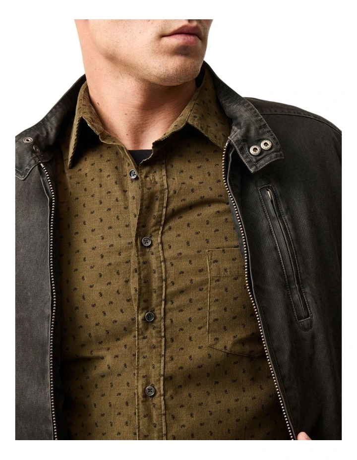 Harrington Long Sleeve Sports Fit Shirt in Moss image 6