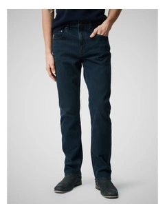 Linden Relaxed Fit Italian Denim Long Leg in Blue Black