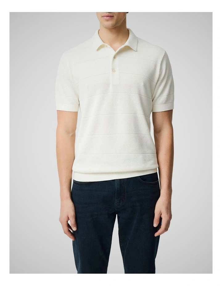 Masons Flat Knit Polo in Coconut image 1