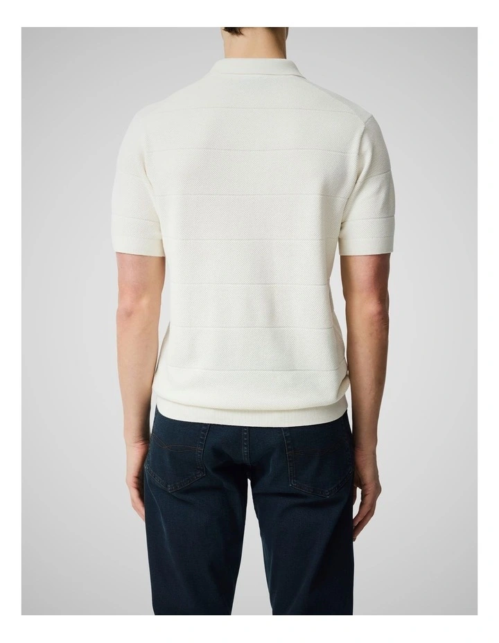 Masons Flat Knit Polo in Coconut image 3