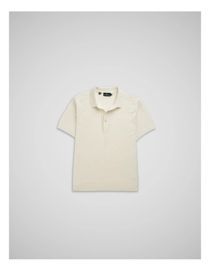 Masons Flat Knit Polo in Coconut image 4