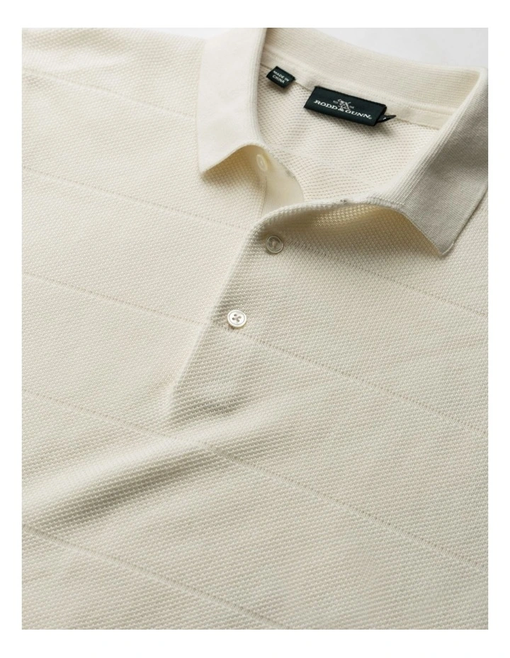 Masons Flat Knit Polo in Coconut image 5