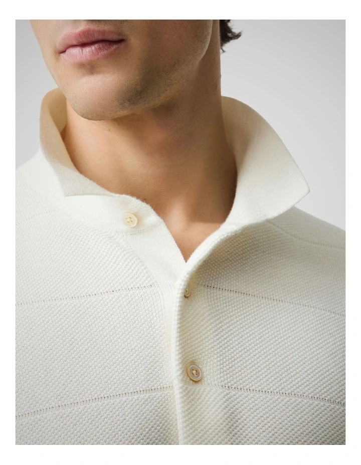 Masons Flat Knit Polo in Coconut image 6
