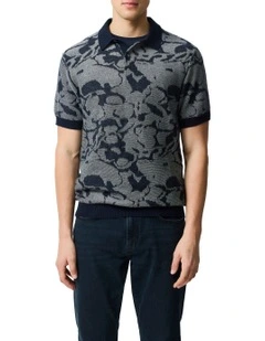 Dering Knit Polo in Indigo