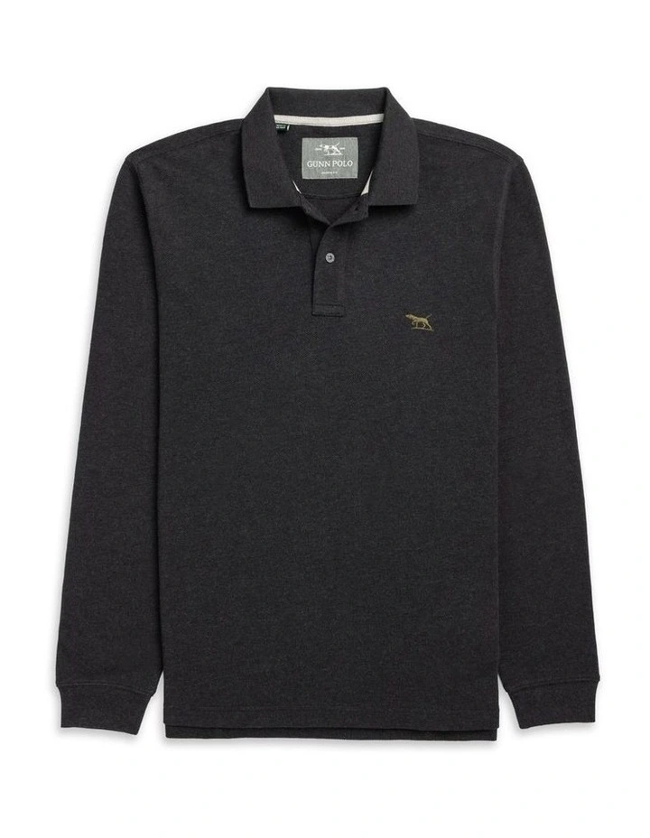 Long Sleeve Sports Fit Gunn Polo in Charcoal image 4