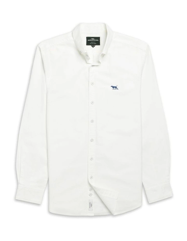 Gunn Oxford Long Sleeve Sports Fit Shirt in Snow image 4