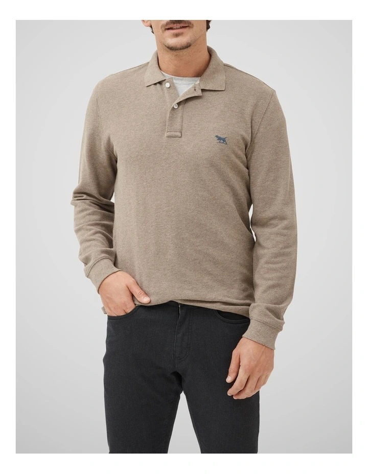 Long Sleeve Sports Fit Gunn Polo in Latte image 1