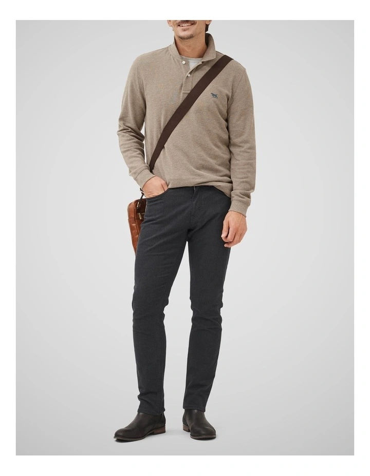 Long Sleeve Sports Fit Gunn Polo in Latte image 2
