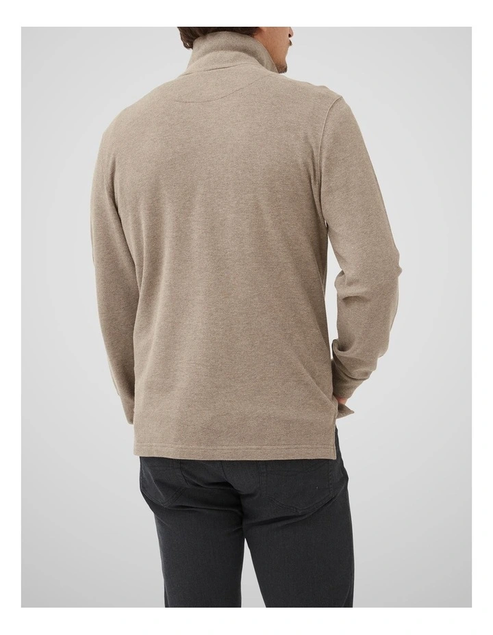 Long Sleeve Sports Fit Gunn Polo in Latte image 3