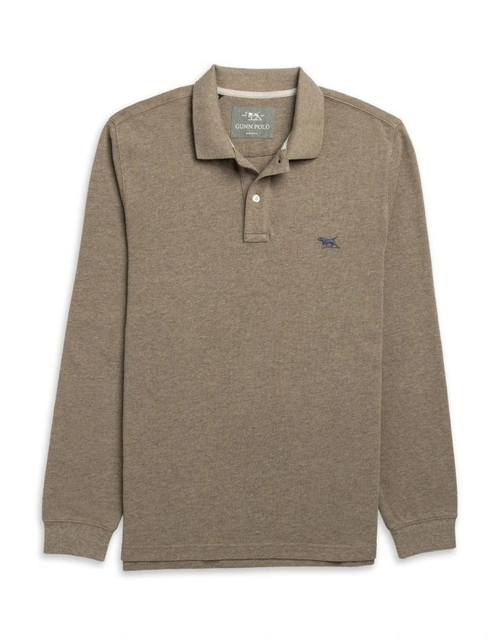 Long Sleeve Sports Fit Gunn Polo in Latte image 4