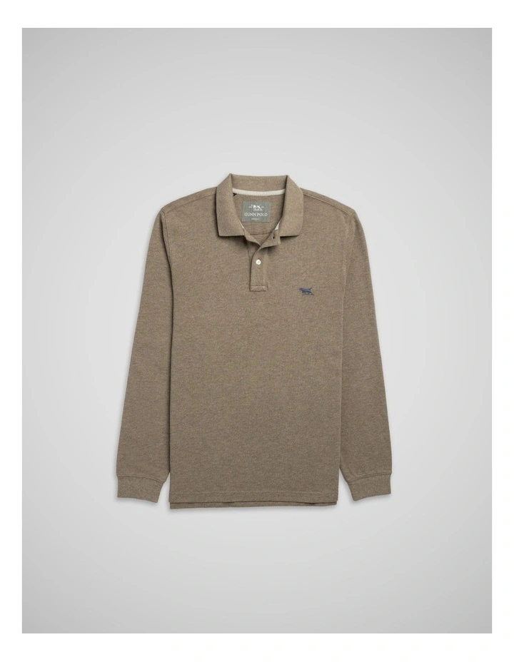 Long Sleeve Sports Fit Gunn Polo in Latte image 4
