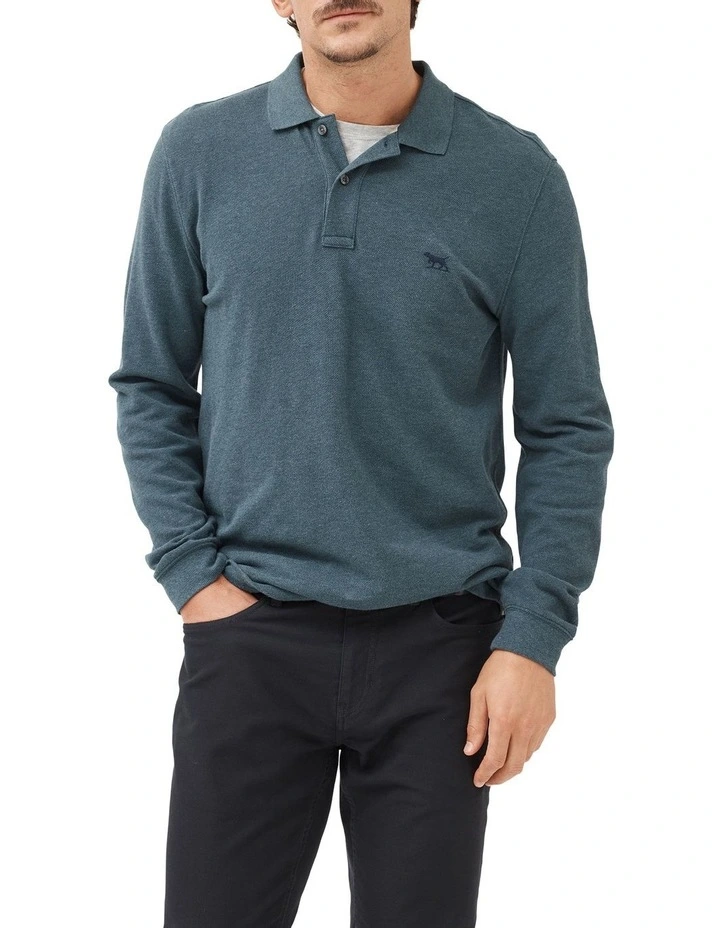 Long Sleeve Gunn Sports Fit Polo in Dark Teal image 1