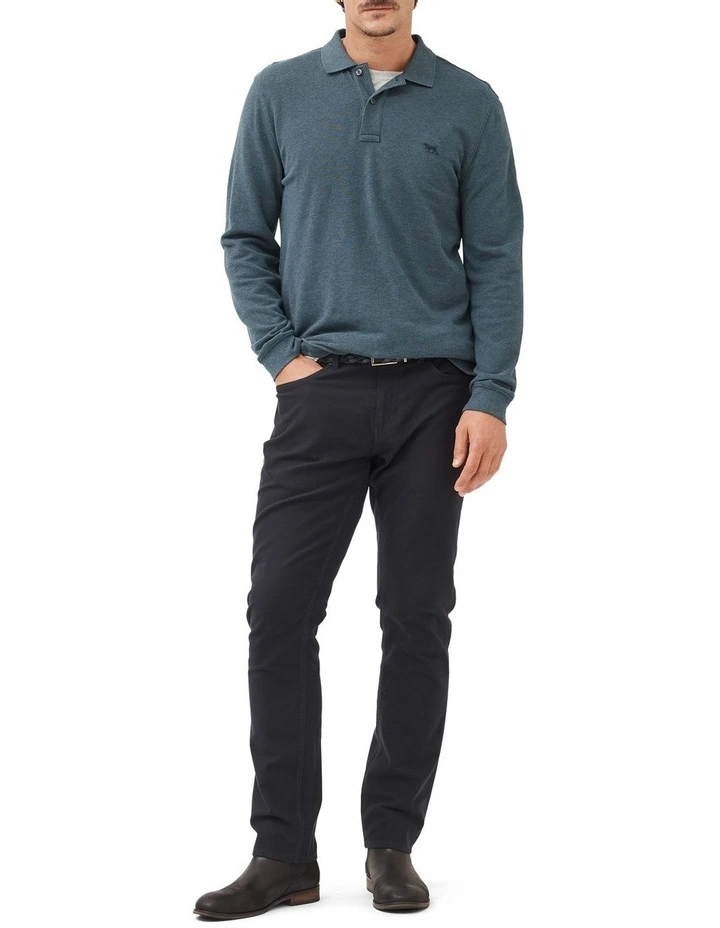 Long Sleeve Gunn Sports Fit Polo in Dark Teal image 2