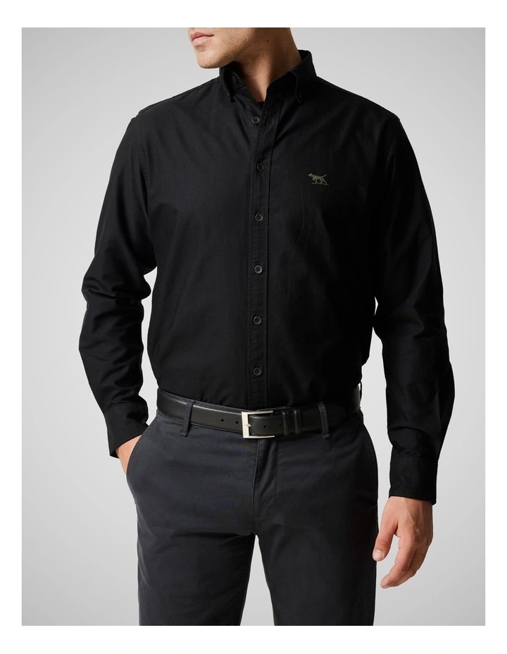 Oxford Long Sleeve Sports Fit Shirt in Onyx image 1