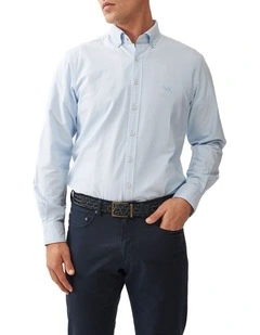 Gunn Oxford Sports Fit Shirt in Cornflower