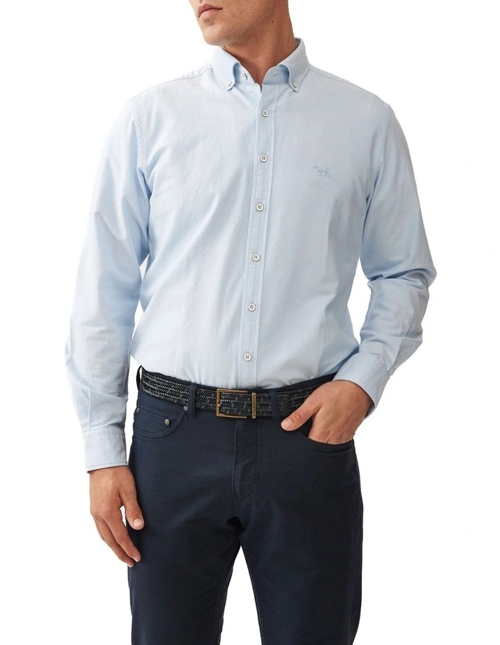Oxford Long Sleeve Sports Fit Shirt in Cornflower image 1
