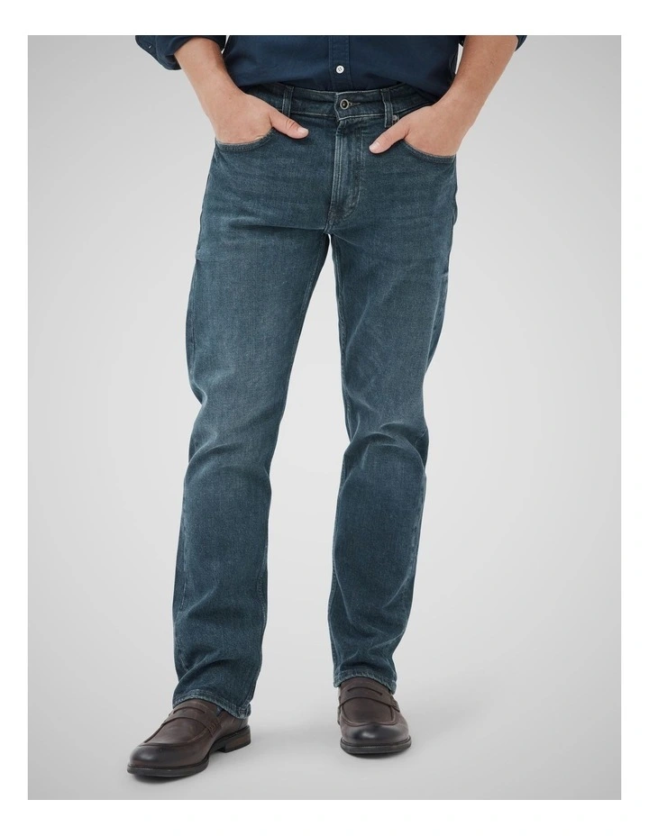 Winton Relaxed Fit Italian Denim Regular Leg Jeans in Mid Blue image 1
